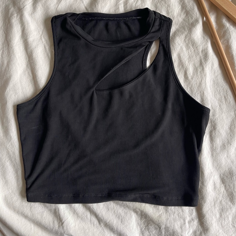 Cropped Black Tank with Cutout